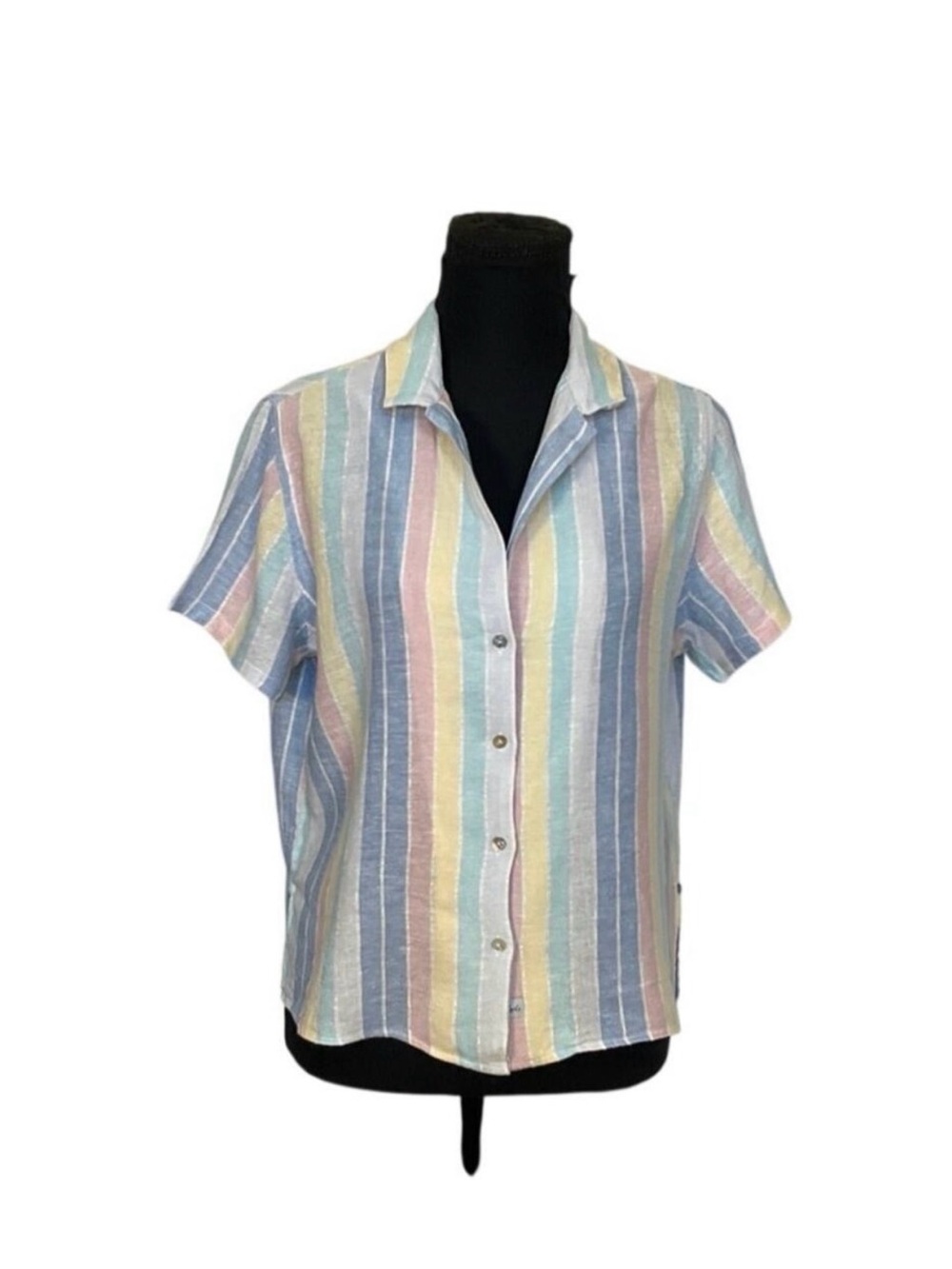 Rails Zuma Jubilee Multicolor Stripe Linen Blend Button Up Shirt Size Small